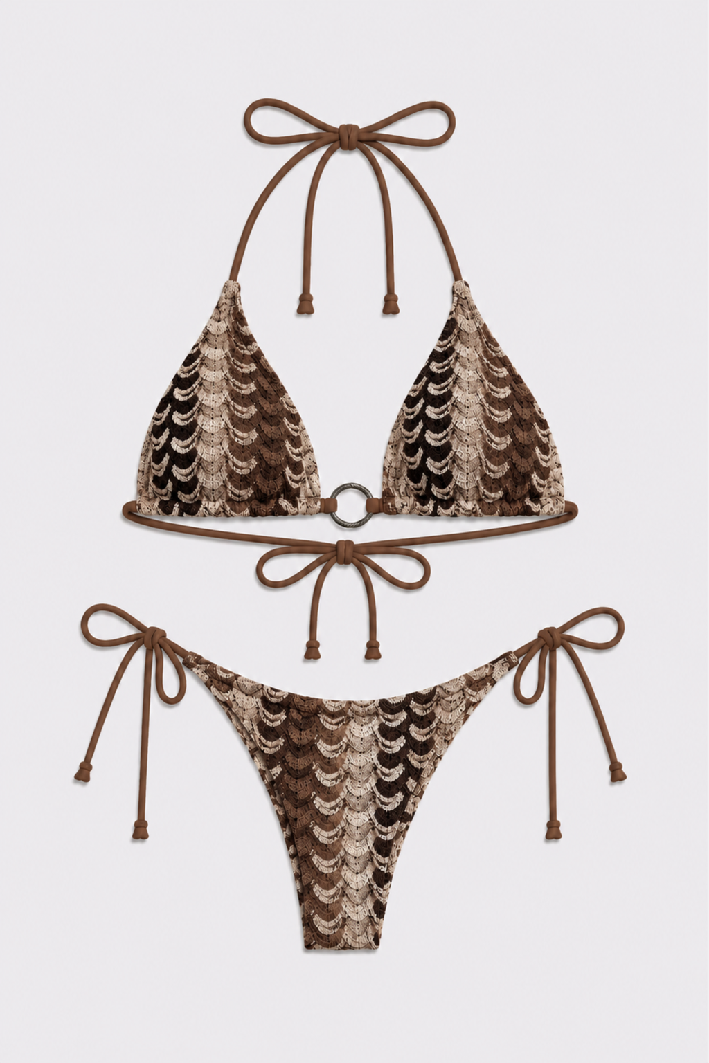 Bikini triángulo Samaná estampado moca