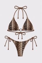 Bikini triángulo Samaná estampado moca