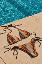 Bikini triángulo Samaná estampado azul